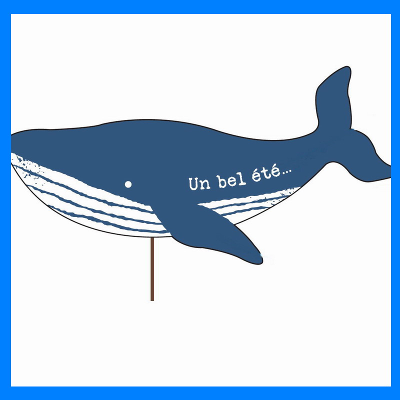 地中海風海洋系列鯨魚花插 花盆地插花園裝飾品戶外鐵插牌 (6.6折)