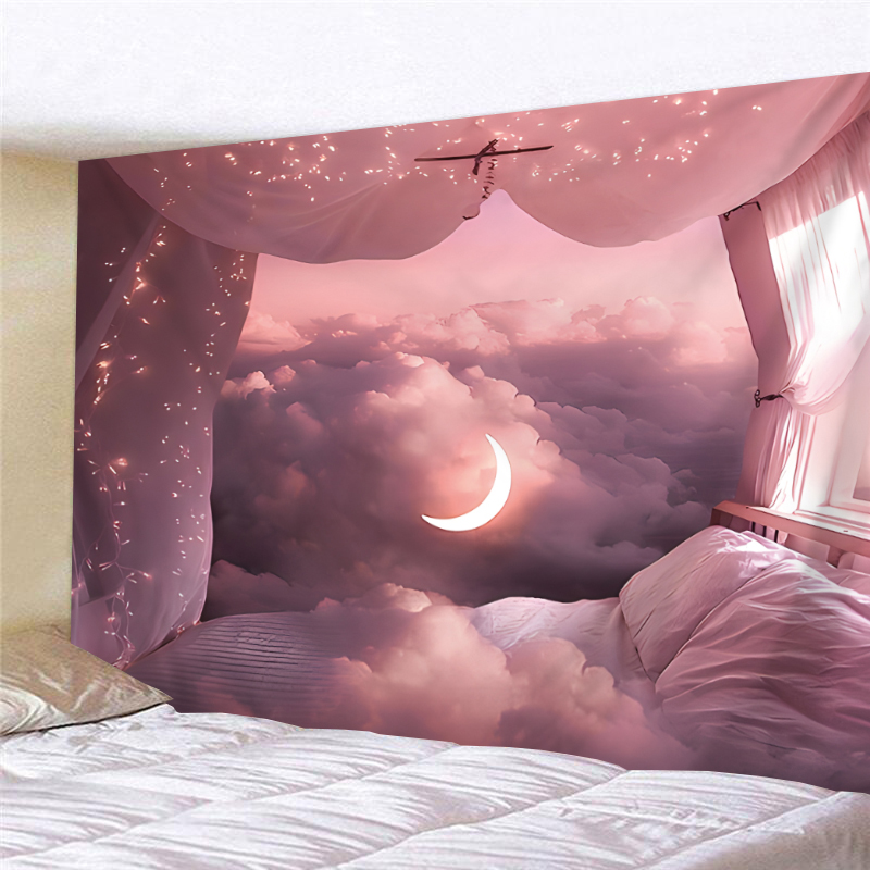 ins風夢幻星空雲朵女生臥室宿舍裝飾掛毯牆布背景