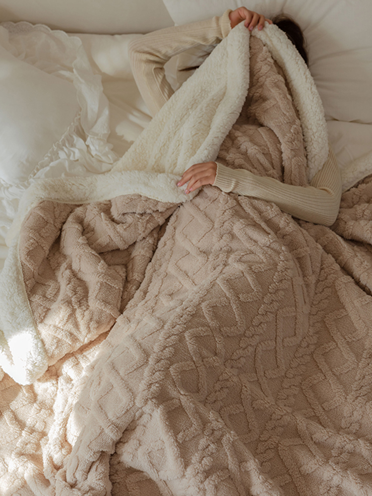 北歐簡約復古絨毛毯單雙人溫暖沙發毯輕柔助眠