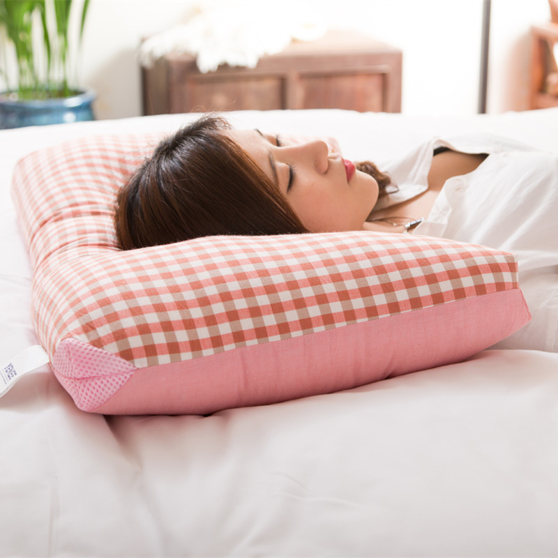 無印風水洗棉枕羽絲絨枕心纖維枕頭單人枕保健枕48x74cm