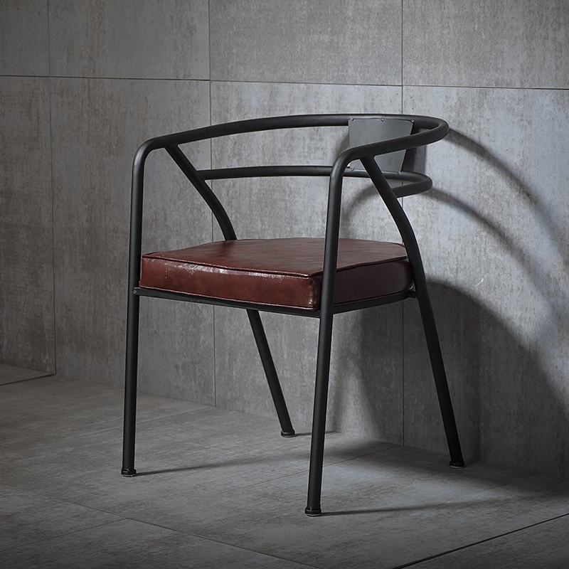 loft美式複古工業風鉄藝皮革沙發休閑椅凳子餐椅咖啡厛家用椅椅子 (8.3折)