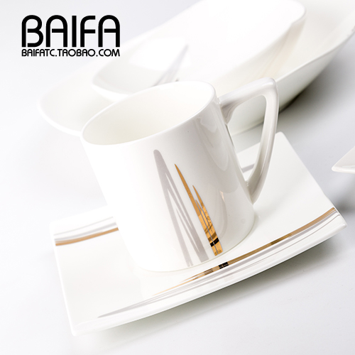 金邊中式骨瓷咖啡杯套裝 濃縮咖啡器皿 英式紅茶杯碟 (8.3折)