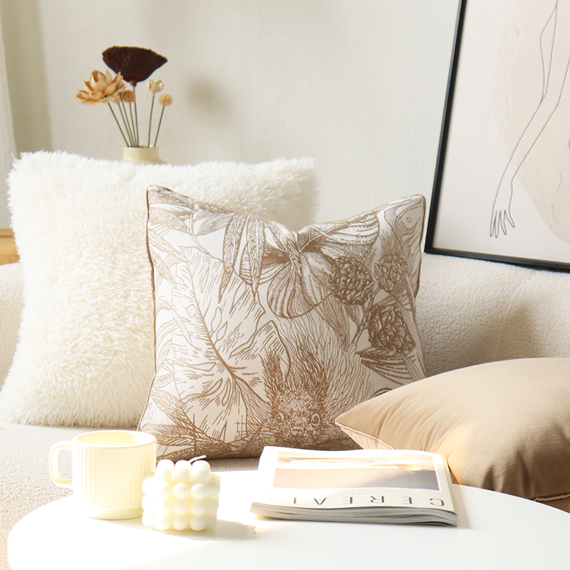 簡約現代法式雙面毛毛抱枕 白色柔軟舒適客廳沙發靠枕