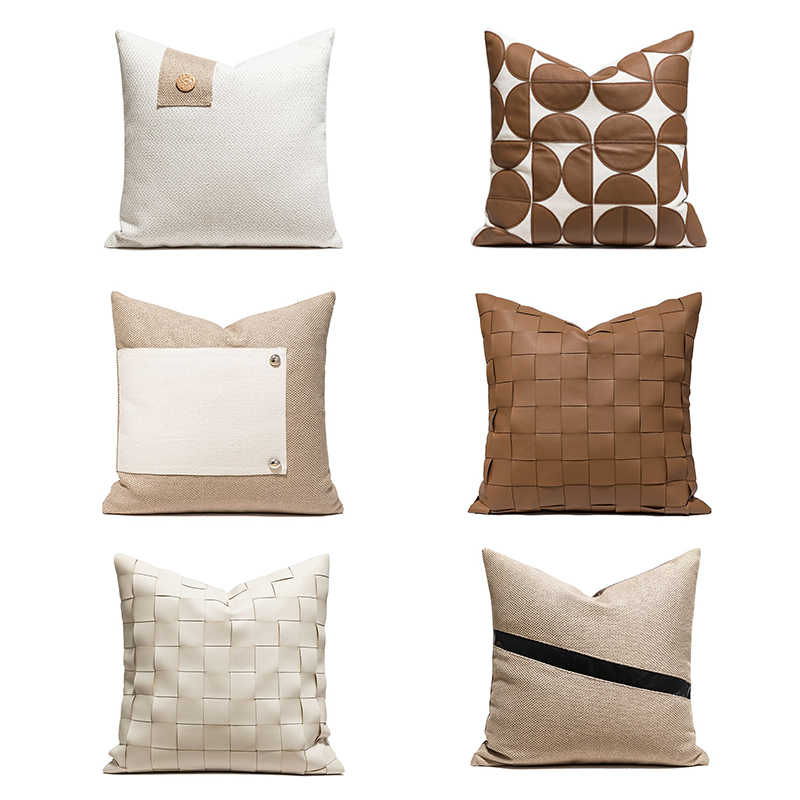 簡約現代風格混紡方形沙發抱枕含枕芯設計師樣板間客廳