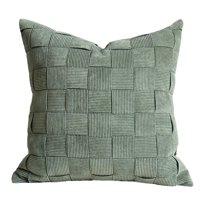 簡約現代皮革拼接方枕 綠色幾何圖案抱枕套 居家沙發裝飾 (3.8折)