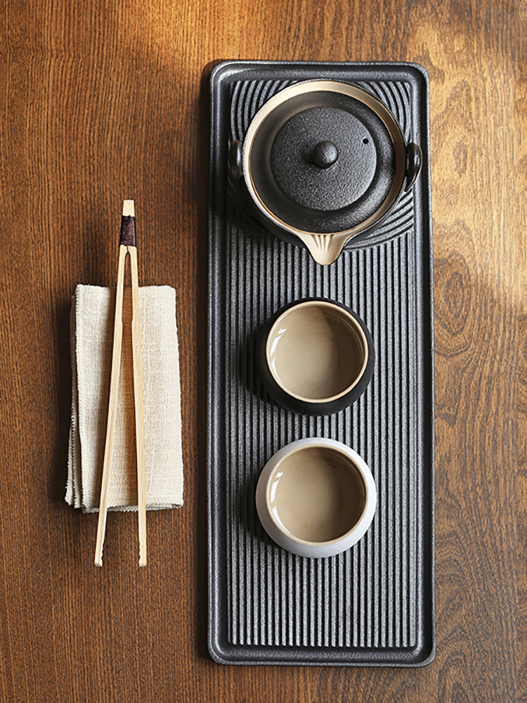 日式陶藝枯山水泡茶壺茶盤套裝 一壺兩杯 旅行便攜 簡約辦公室茶具 (8.3折)
