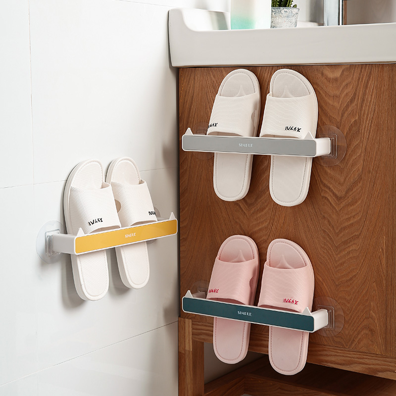 壁掛式浴室衛生間免打孔厠所家用多功能鞋子收納架拖鞋置物