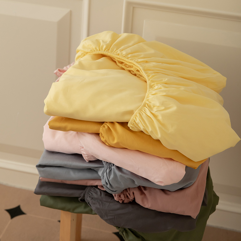 素色全棉床笠枕套三件套1518加厚席夢思保護套防滑床包純棉床罩