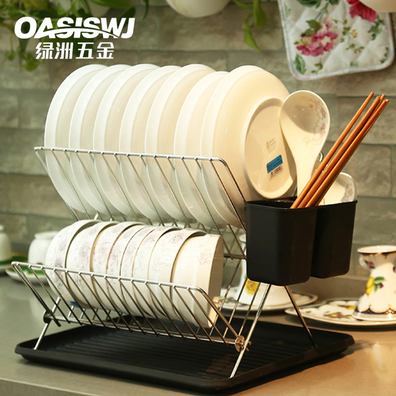雙層瀝水架304不鏽鋼碗碟架多功能廚房架收納碗筷 (3.1折)