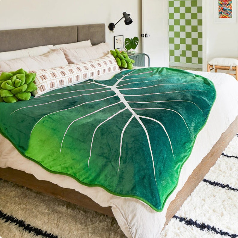 綠葉創意空調蓋毯 北歐風法蘭絨單層150200cm四季通用
