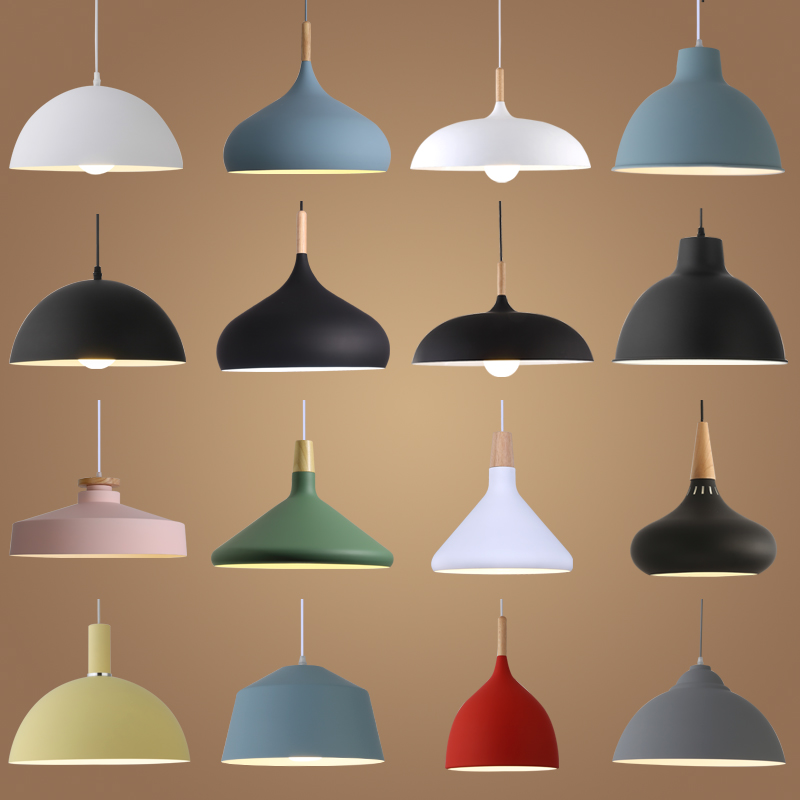 歐風吊燈工業風馬卡龍現代簡約理髮店創意彩色燈罩