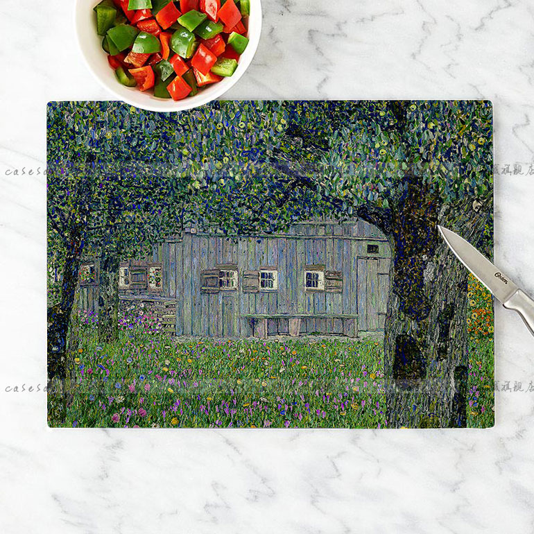 克里姆特風格裝飾玻璃畫長方形砧板輔食菜板案板 (5.5折)