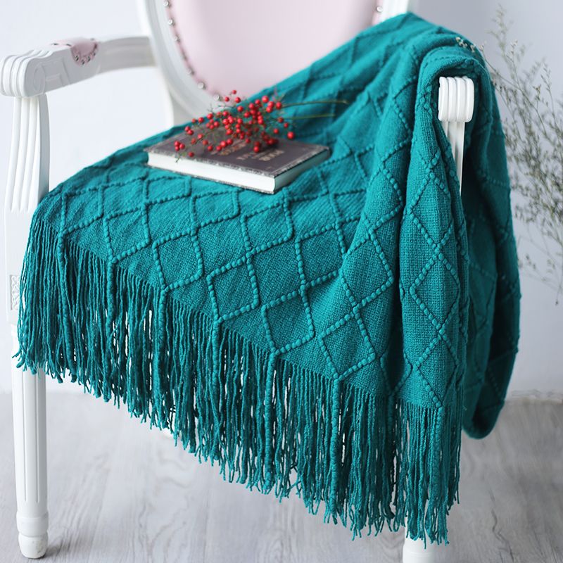 北歐風腈綸流蘇毯沙發蓋毯床尾毯展現簡約時尚美感