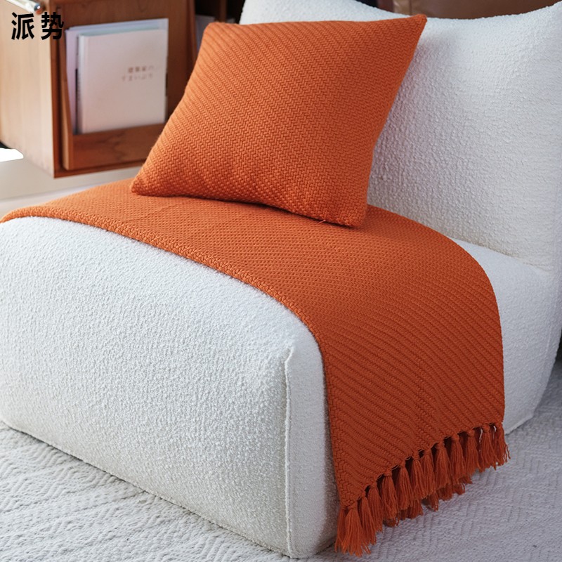 北歐簡約純色萬用毯床尾巾沙發毯抱枕四季客廳裝飾毯
