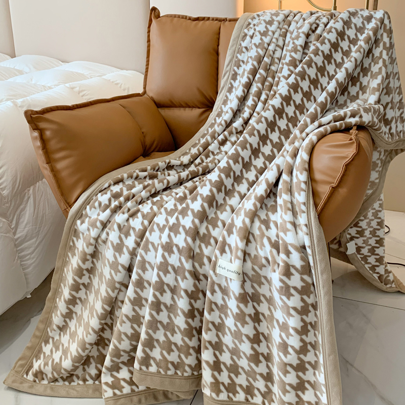 千鳥格圖案北歐風絨毯 法蘭絨材質柔軟舒適 適用冬季保暖