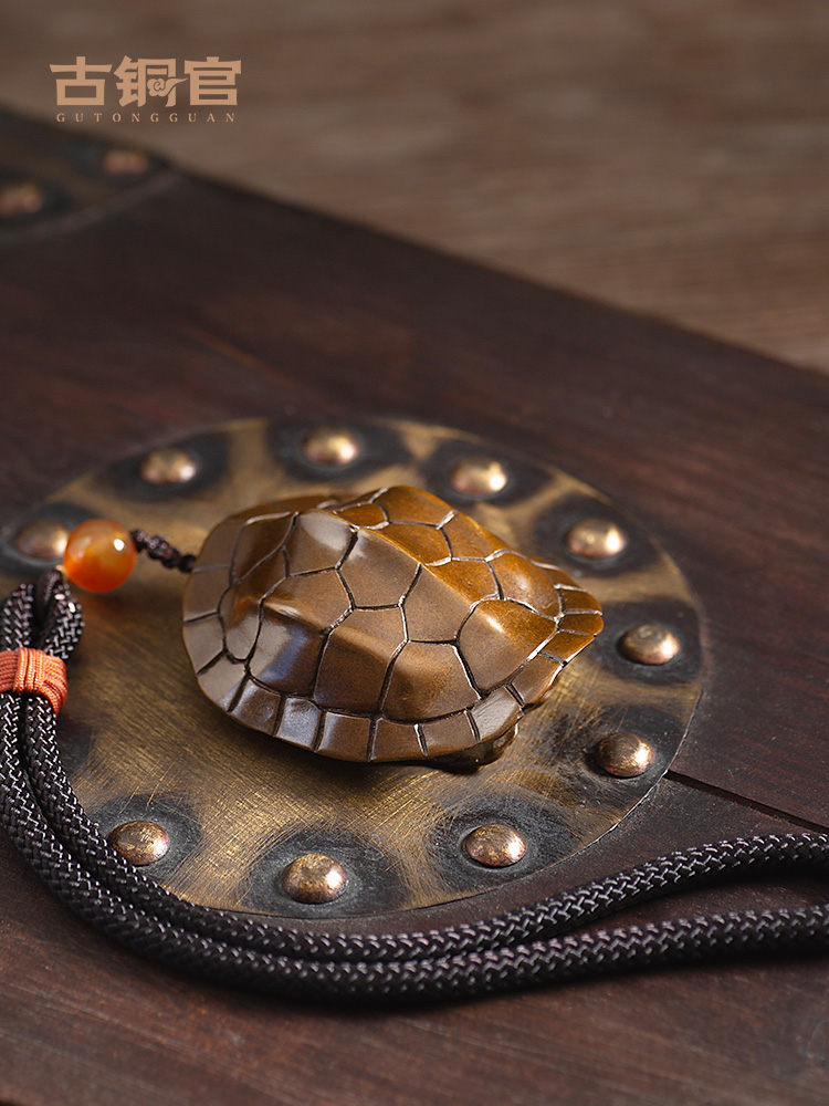 復古懷舊銅龜甲擺件 車載飾品文玩收藏把玩烏龜禮品