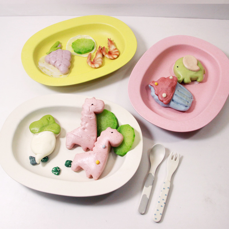 創意個性兒童餐盤 啞光餐盤 菜盤 魚盤 日式西式盤子 橢圓盤 竹纖維兒童餐盤 (8.3折)