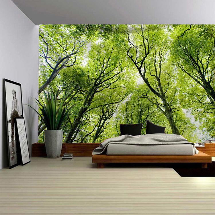北歐美ins樹木森林風景背景牆裝飾掛布軟裝客廳牆壁拍照布藝掛畫 (7.1折)