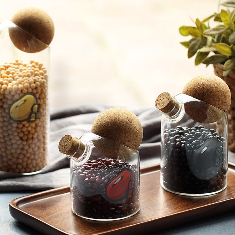 北歐創意簡約密封罐玻璃材質豆子收納罐廚房用品咖啡豆茶葉儲物罐