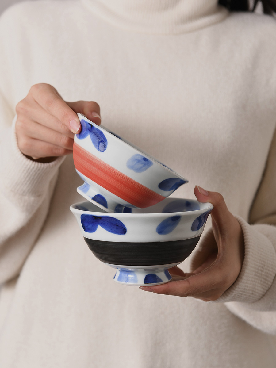 日本進口有田燒鏽卷小花碗盃套裝日式陶瓷夫妻對碗家用情侶套裝