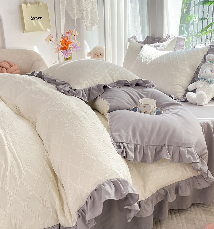 水洗棉浪漫公主風床上用品4件套含床裙夏天舒適床品