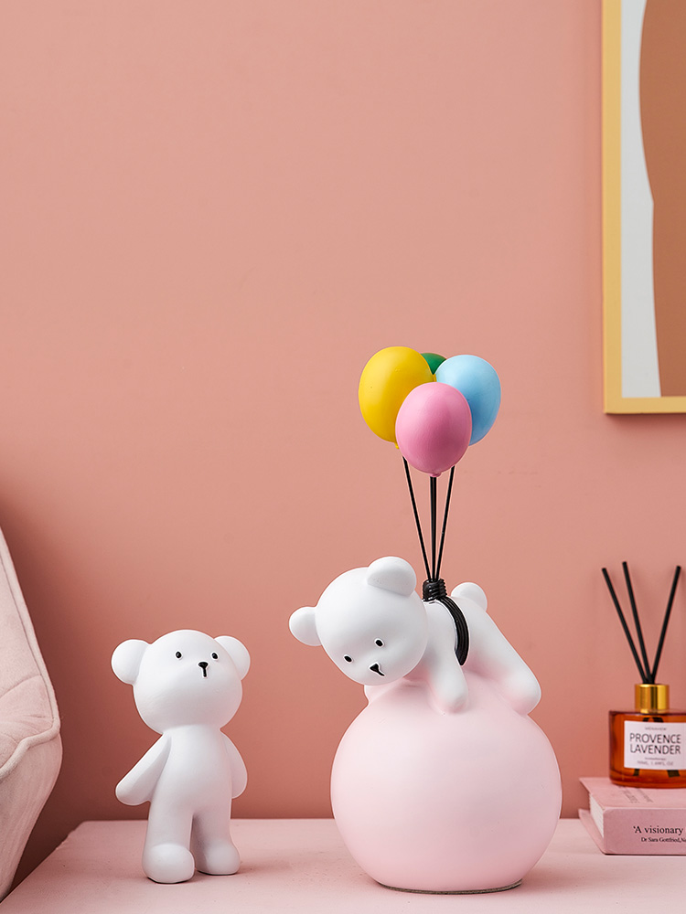 樹脂氣球熊裝飾品北歐風格家居電視櫃兒童房裝飾品