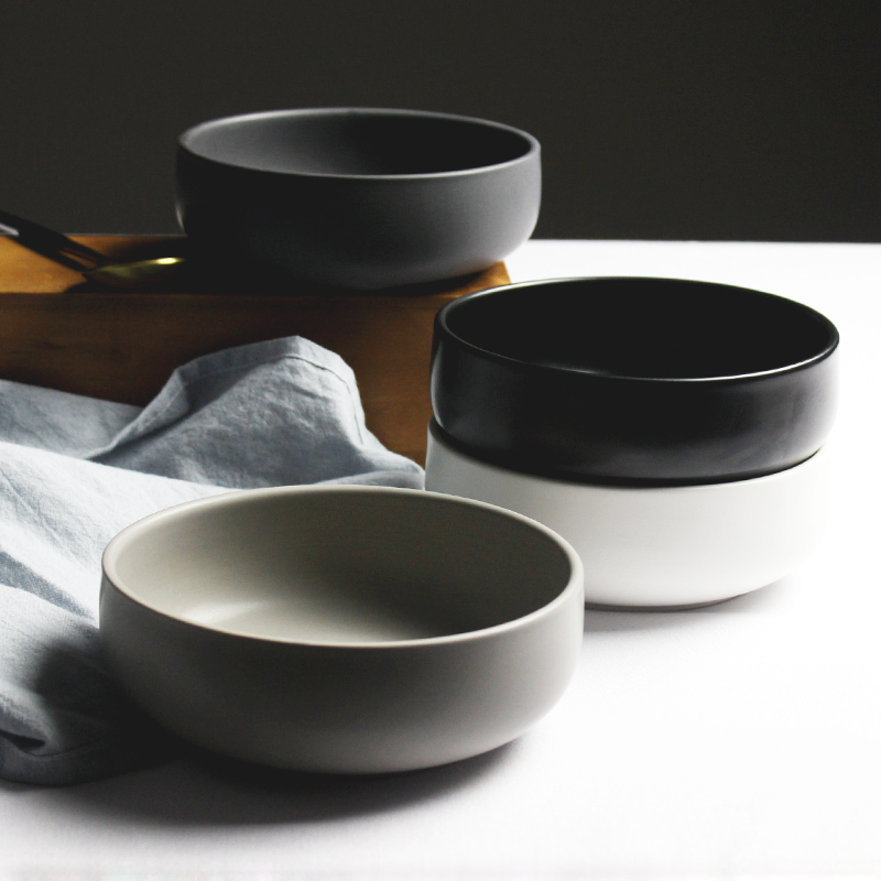 北歐陶瓷馬卡龍色簡約質感碗 美式ins風創意湯碗