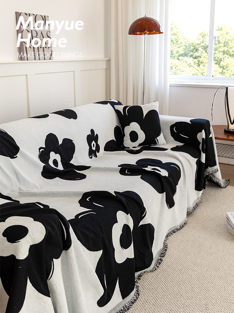 復古花卉沙發巾防貓抓雪尼爾材質簡約現代風格適用組合沙發