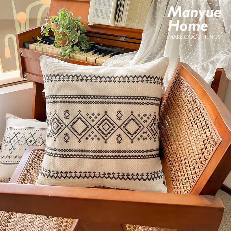 法式復古靠墊抱枕含芯多色幾何圖案抱枕套簡約現代風格適用於客廳沙發床頭