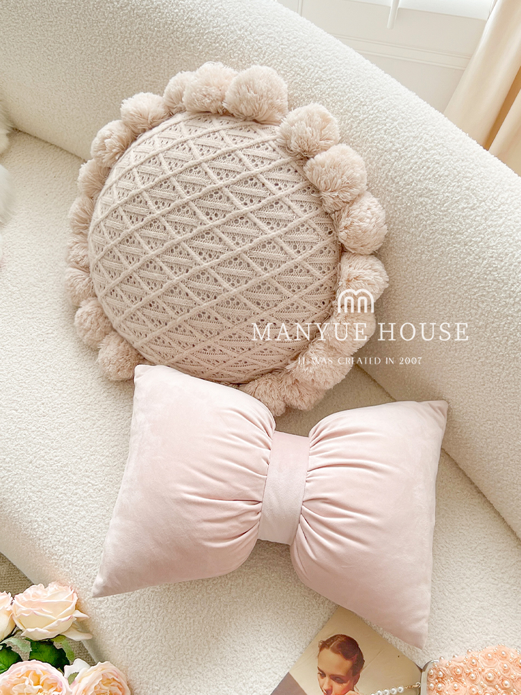 少女心草莓奶芙抱枕公主房蝴蝶結靠墊溫馨客廳沙發靠墊