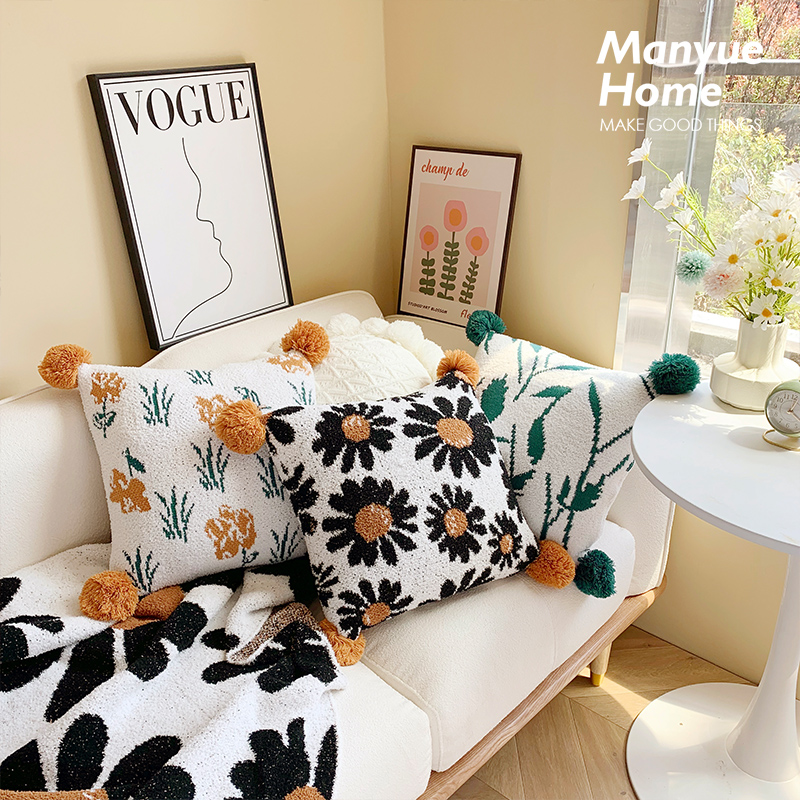 浪漫法式復古小雛菊抱枕簡約現代風格為客廳沙發增添優雅氣息