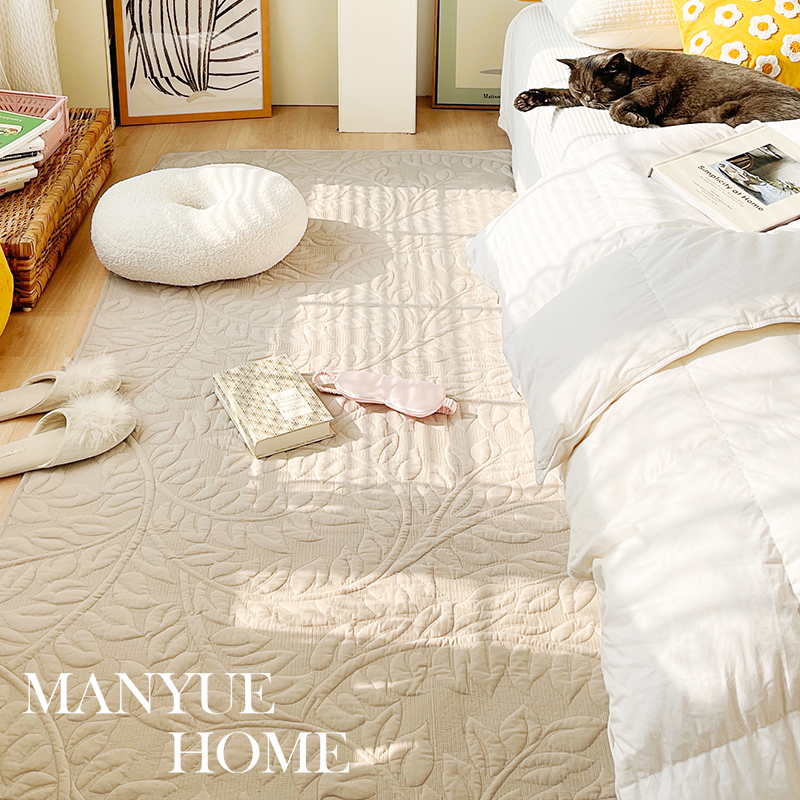 北歐簡約風棉質臥室床邊地毯 多種規格尺寸任你選擇