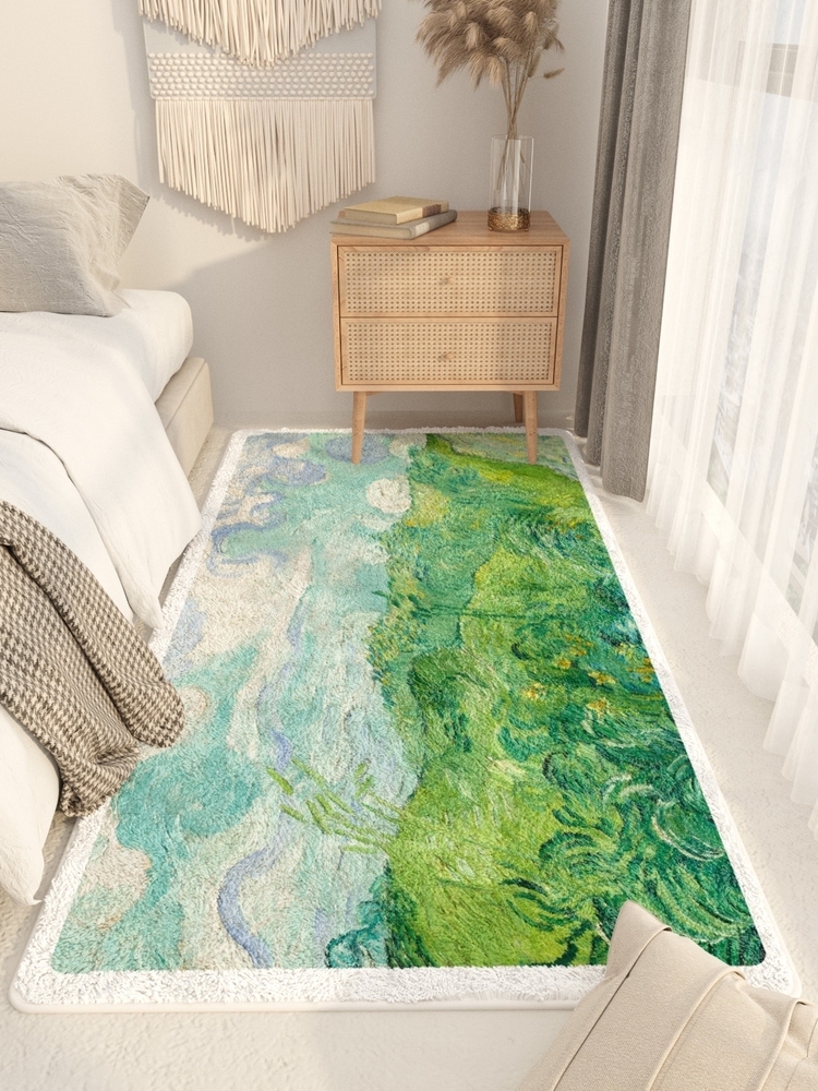 梵高創意風景地毯 現代簡約風格客廳臥室床前地墊