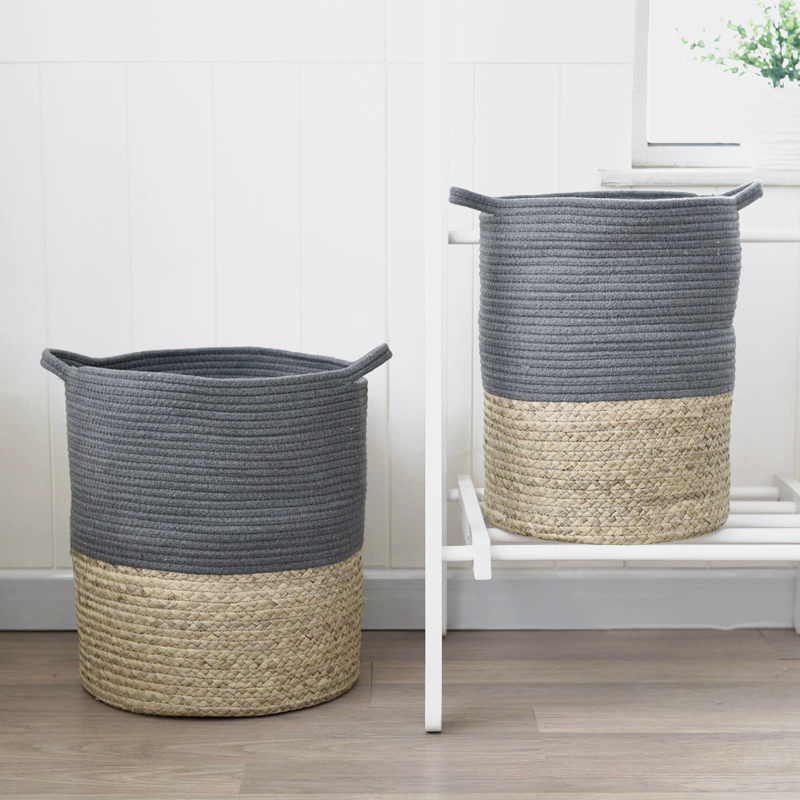 北歐風藤編髒衣籃 大容量圓形洗衣籃 居家收納桶