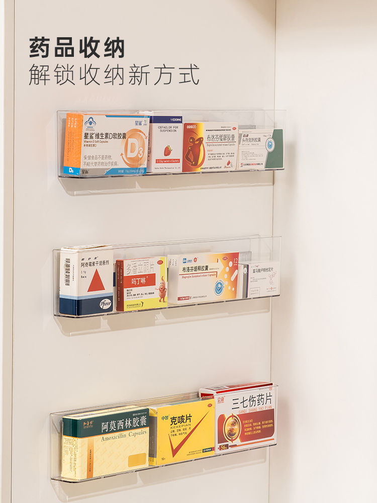 告別翻找藥品收納盒家用大容量壁掛置物架透明多層藥櫃急救箱子