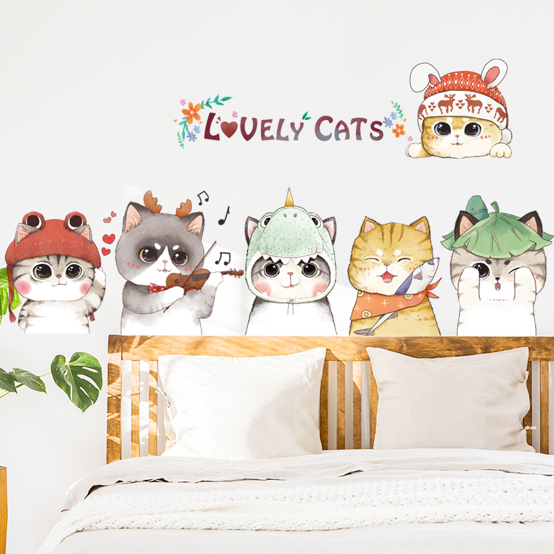 簡約現代風格寵物店牆面裝飾貓咪牆貼畫立體防水牆貼讓您享受溫馨生活