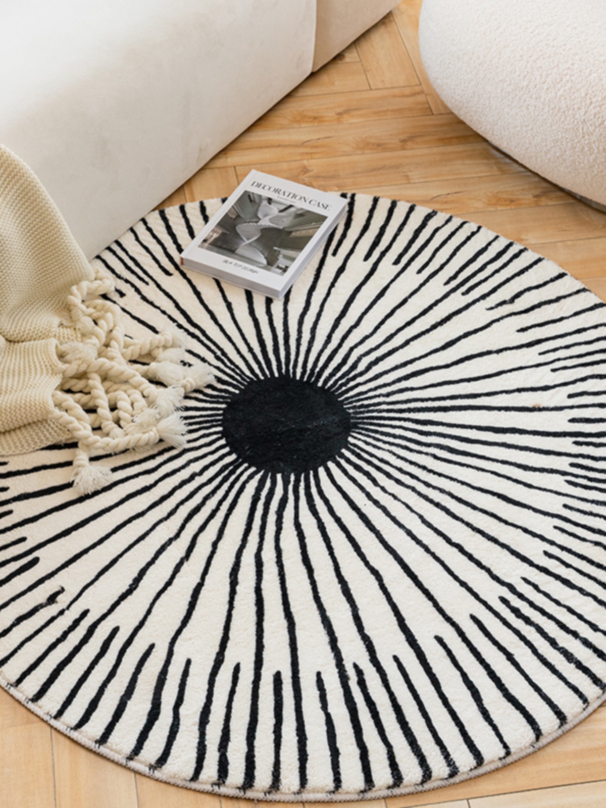 簡約現代風格圓形地毯防滑適合客廳臥室床邊多種尺寸和顏色可選