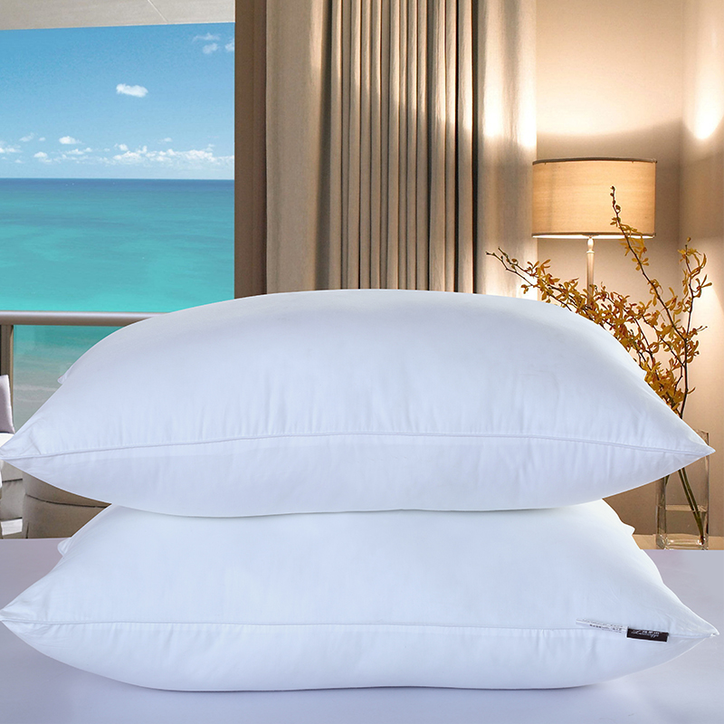五星級酒店羽絲絨頸椎枕頭升級款全棉單人枕芯舒適保健靠墊