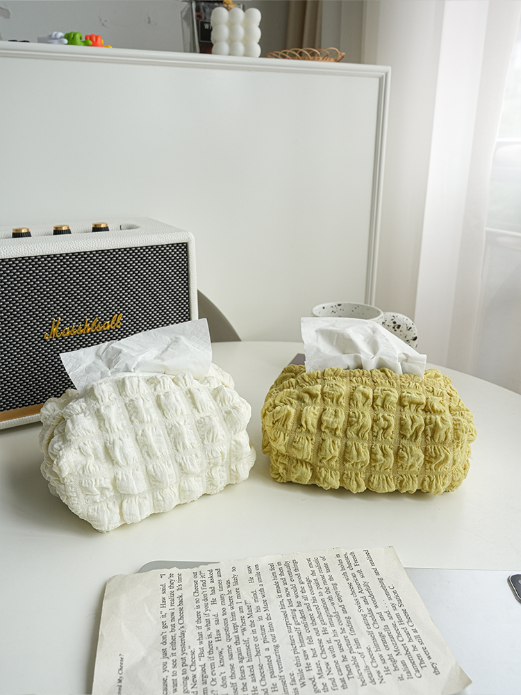 北歐風柔軟奶油泡泡紗紙巾套 高級質感桌面車載手提盒 (8.3折)