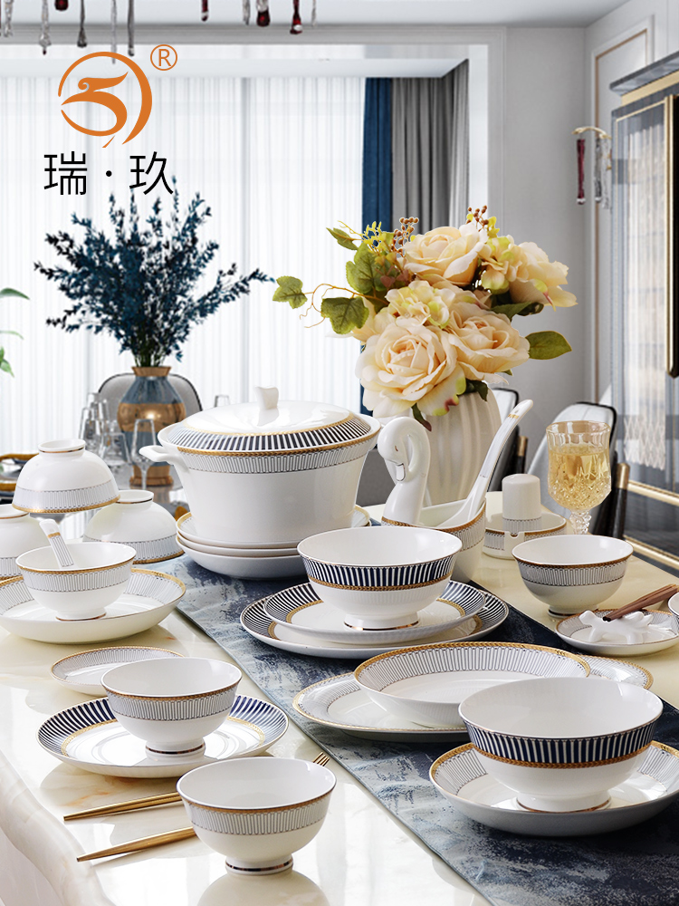 自由搭配餐具組西式骨瓷碗碟中式風格適用於家庭餐桌