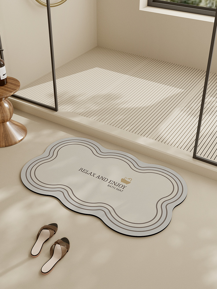 簡約現代風格 天然橡膠浴室地墊 速幹吸水 進門防滑 衛浴地墊