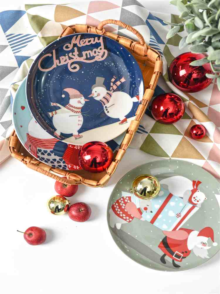 日式陶瓷盤 聖誕創意卡通圖案 餐盤碟子新年小禮物