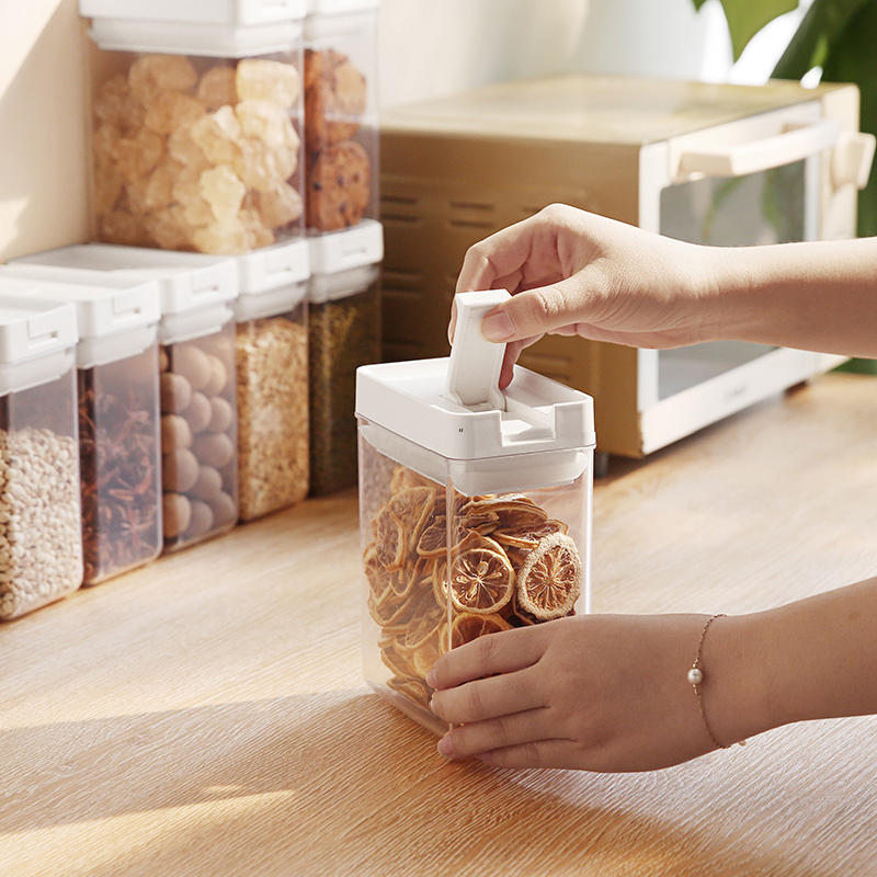 日式簡約風塑料密封罐 食品乾貨收納盒 可疊加防潮儲物瓶