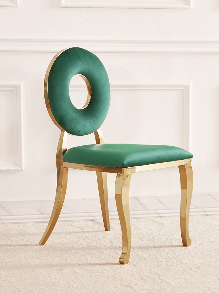 輕奢不鏽鋼現代簡約餐椅個性時尚羢佈凳子酒店會所客厛洽談網紅椅