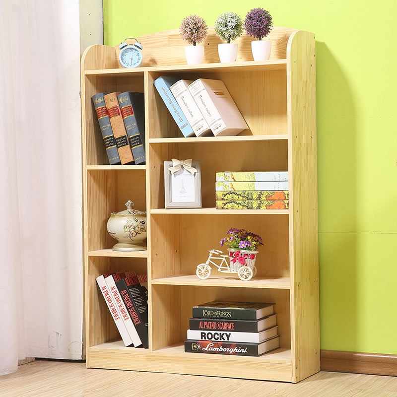 松木實木書架簡易兒童書櫃學生置物架經濟型實木收納架落地儲物架