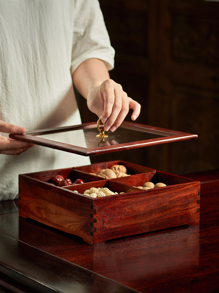 中式風格木質果盤裝飾客廳茶几實用收納盒