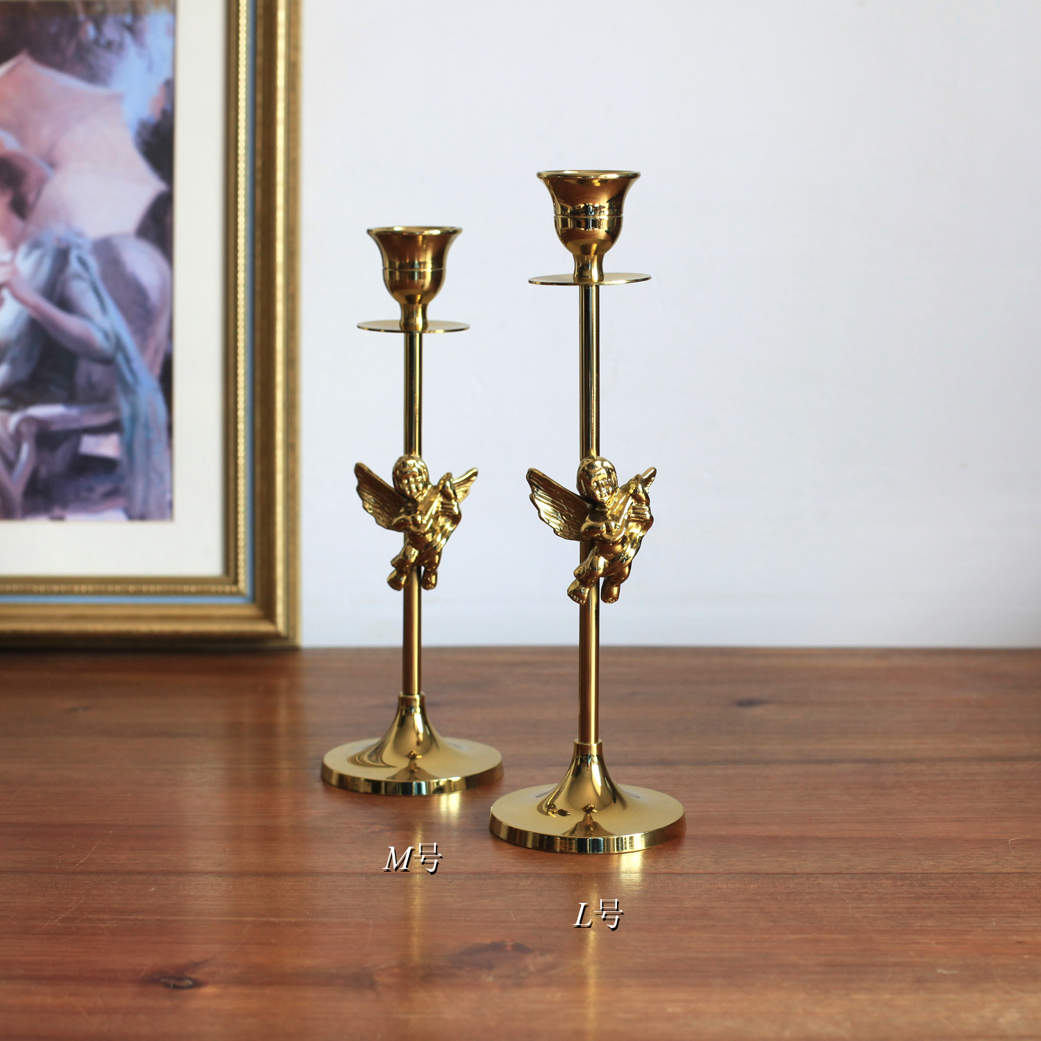 復古懷舊天使黃銅燭臺鍍金歐美式擺件客廳婚禮攝影道具