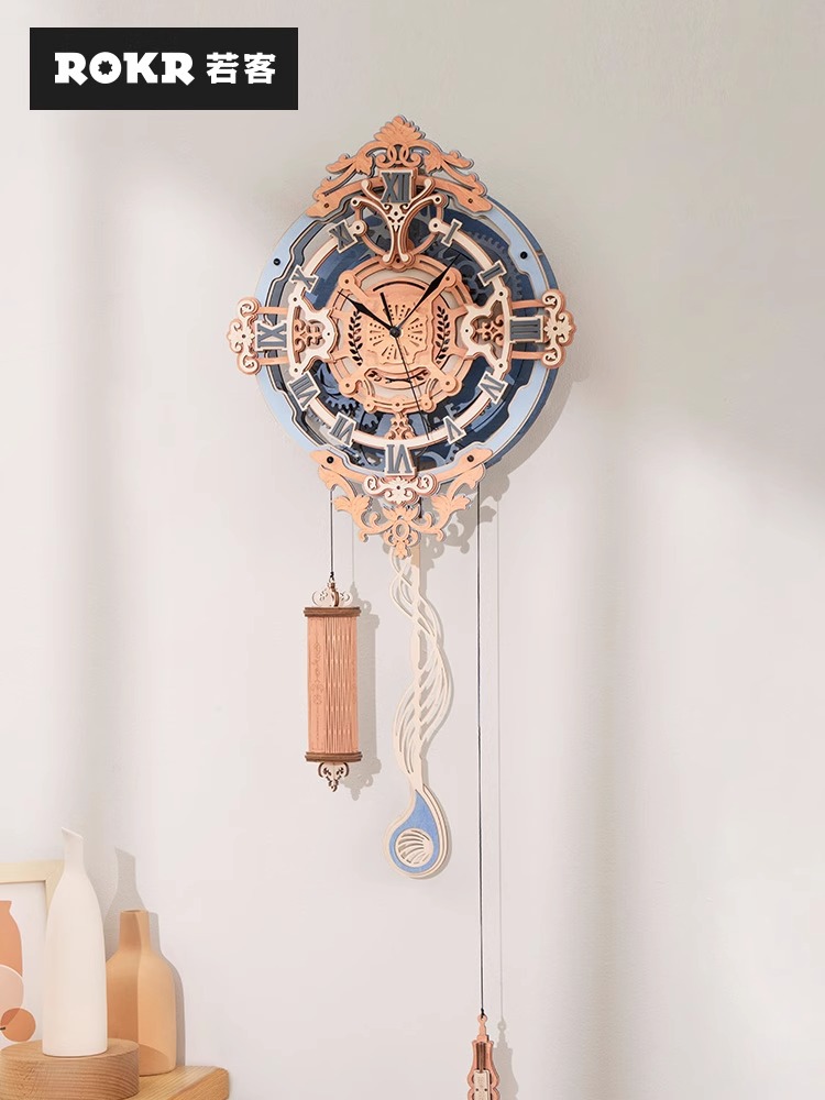 北歐簡約風木質手作掛鐘 創意靜音石英鐘錶 歐式藝術 diy裝飾