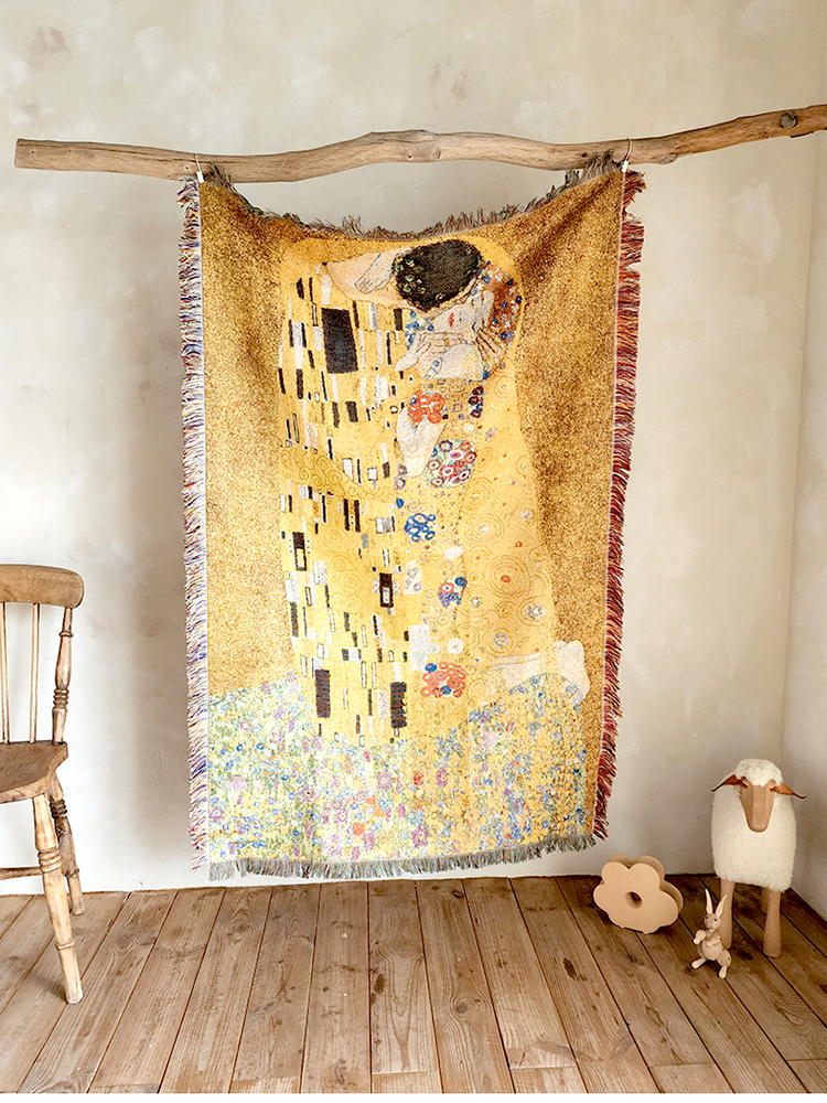 簡約現代風格家居生活藝術油畫風針織掛毯沙發巾