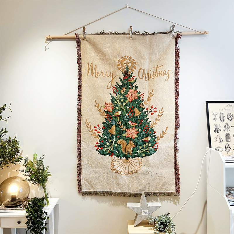 北歐簡約房間牆面裝飾掛毯聖誕節佈置美式沙發巾 (8.3折)